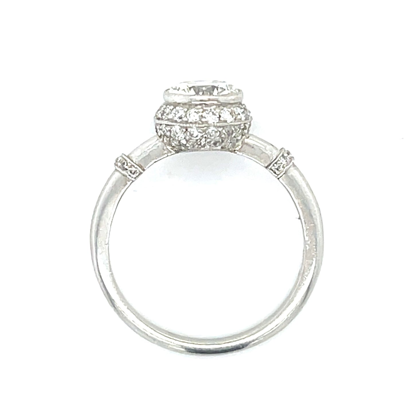 1.04ct Center Diamond .58ct Side Diamond Platinum Ring 7 Size 4.2gr